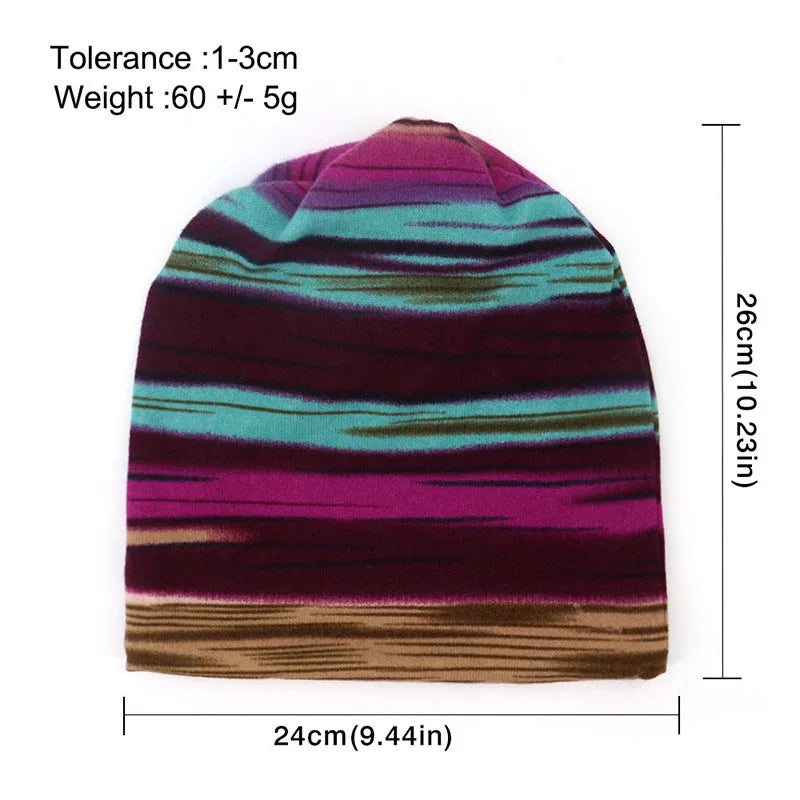 Rainbow Striped Beanie Cap - Unisex Soft Thin Knitted Outdoor Skullies for Spring and Autumn, Casual Warm Pullover Hat for Men and Women