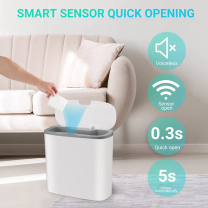 Automatic Touchless Trash Can - Motion Sensor Waterproof Slim Waste Bin for Bathroom, Kitchen & Bedroom