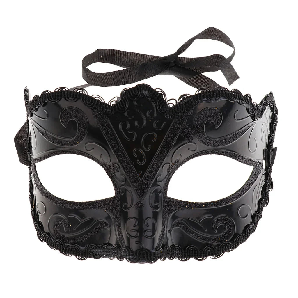 Black Lace Half Face Fox Mask – Venetian Masquerade Eye Mask with Tiara for Carnival & Party Wear