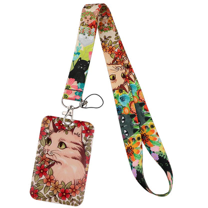 Cartoon Cat Lanyard Keychain – Multifunctional ID Card Badge Holder, Camera USB, Phone Neck Strap Accessories