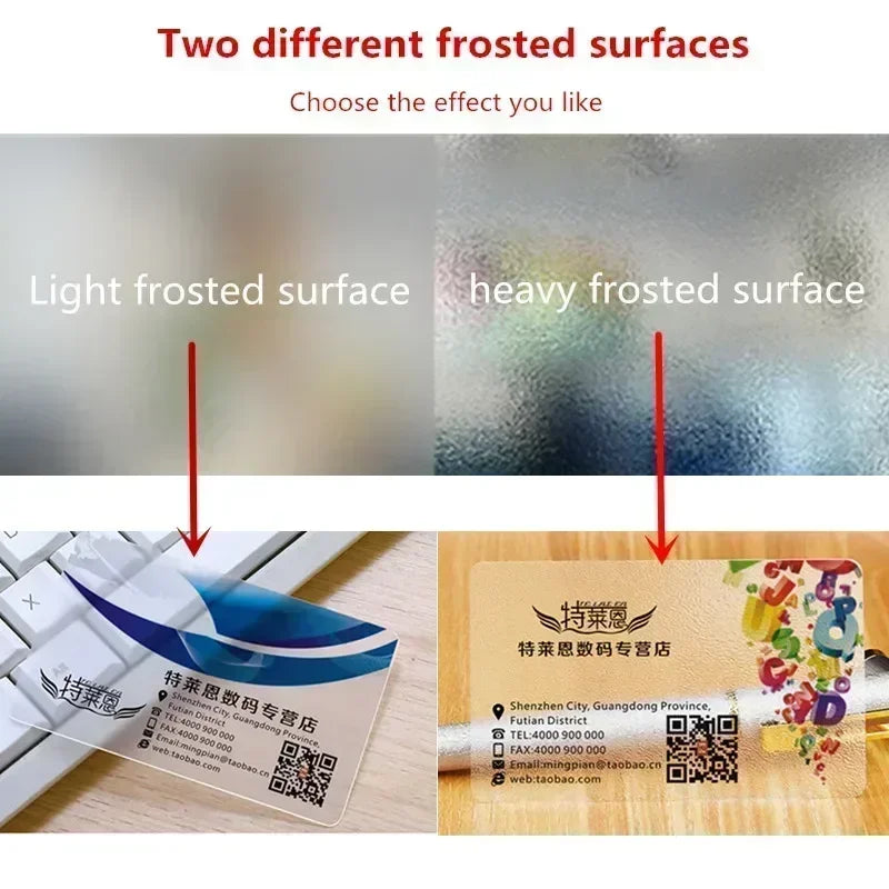 100/200/500 PCS Transparent PVC Business Cards – Custom Logo, Colorful Printing, Personalized Thank You Cards 0.38mm