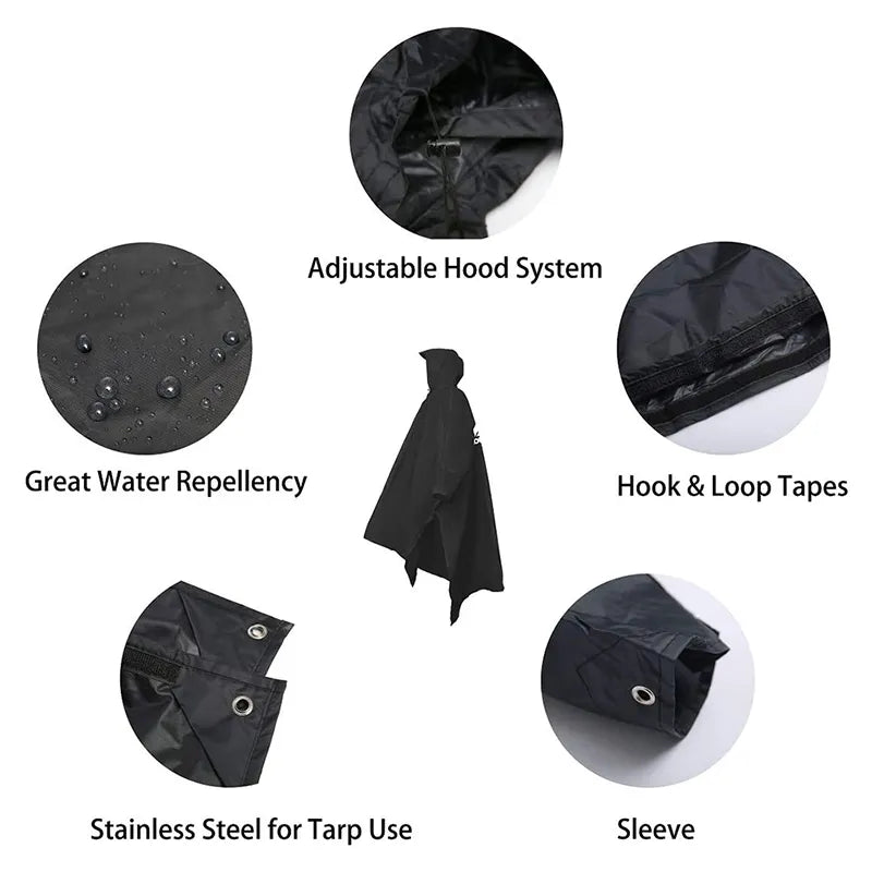 3-in-1 Portable Waterproof Raincoat - Adjustable, Lightweight, and Reusable for Men and Women, Ideal for Hiking, Hunting, and Climbing