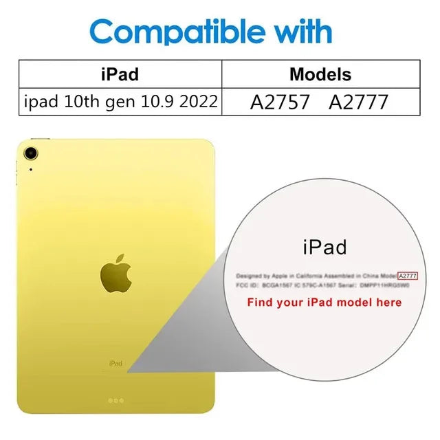 2PCS iPad 10th/11th Gen 10.9" 2025 Glass Screen Protector & Tablet Case for A16 A3354 A3355 A2696 A2757