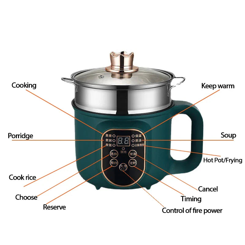 Electric Hot Pot Multicooker - Stew, Soup, Noodles, Rice, and Egg Cooker with EU Plug