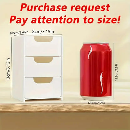 3-Tier Plastic Cosmetic Organizer – Drawer Storage Box for Makeup, Jewelry & Office Supplies