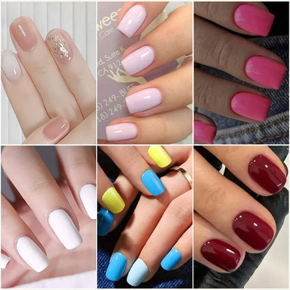 576PCS Colorful Press-On Fake Nails Set – Black & Red Oval/Square Short Full Cover Nail Tips for Salon-Style Nail Art