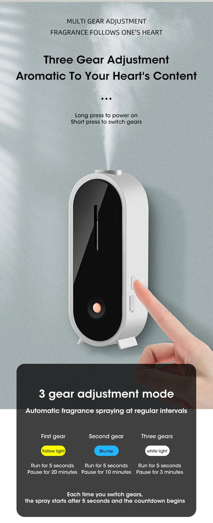 Automatic Fragrance Sprayer - USB Ambient Light, Wall-Mounted Aromatherapy Machine for Home & Commercial Use