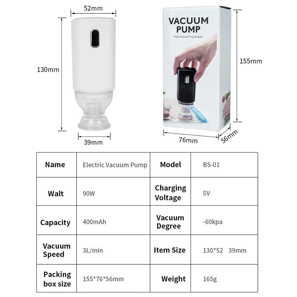USB Rechargeable Electric Air Pump: One-Key Quick Pumping for 3D Printer Filament Vacuum Bag - Multi-Application Use