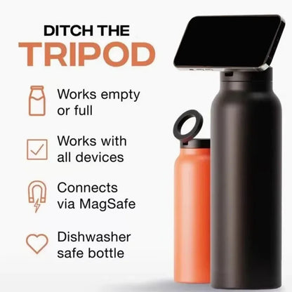 24oz Stainless Steel Insulated Sports Bottle – Vacuum Water Mug with Magnetic Phone Holder, Outdoor Gym Travel Drink Cup
