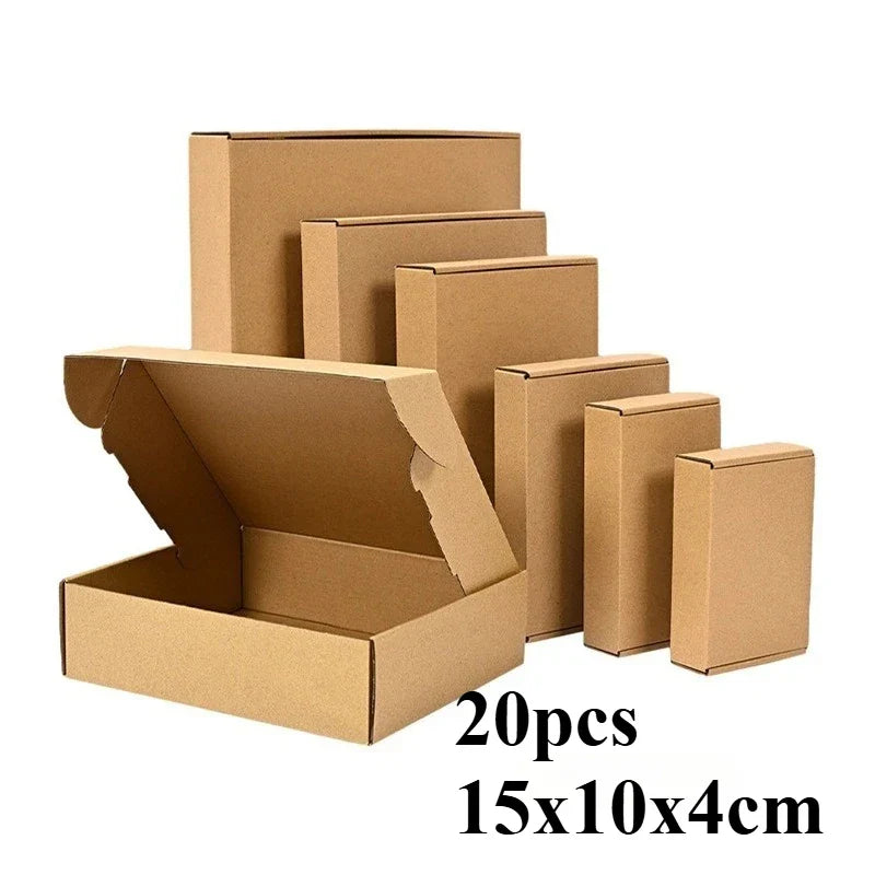 20/10PCS Corrugated Box Mailers – Brown Kraft Cardboard Shipping Boxes for Durable Packaging & Mailing