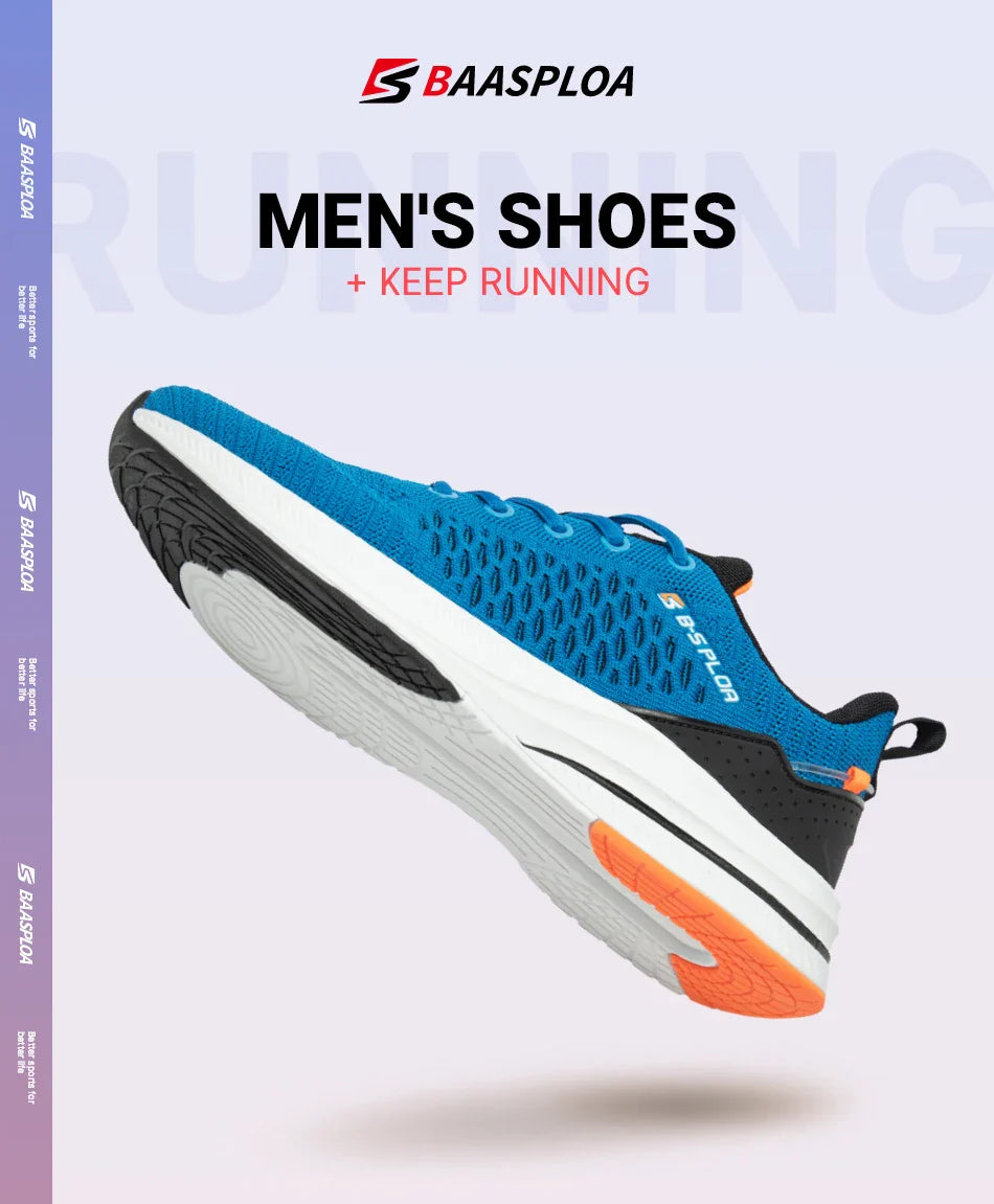 Baasploa Men’s Sport Shoes – Breathable Mesh Running & Casual Sneakers, Non-Slip Comfortable Outdoor Walking Shoes