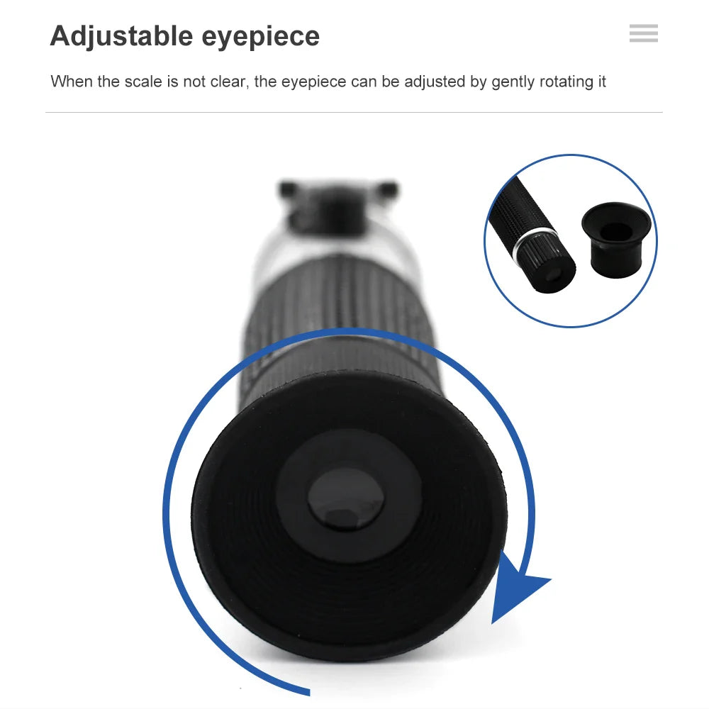Optimize Honey Quality: 3 in 1 Handheld Honey Refractometer - Measures 58-90% Brix Sugar Concentration, 38-43% Baume Degrees, and 12-27% Water Content