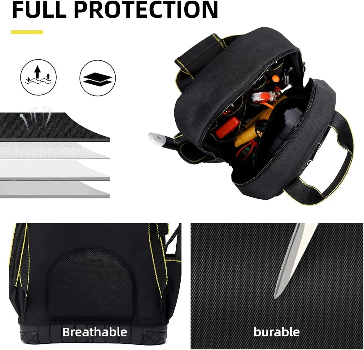 AIRAJ Waterproof Tool Backpack – Heavy Duty Organizer Bag for Electricians & Plumbers