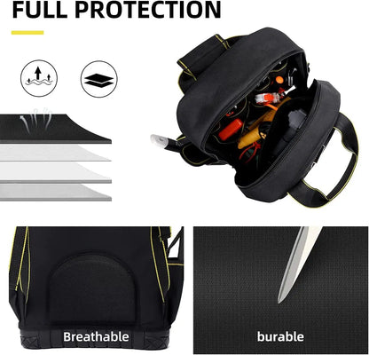 AIRAJ Waterproof Tool Backpack – Heavy Duty Organizer Bag for Electricians & Plumbers