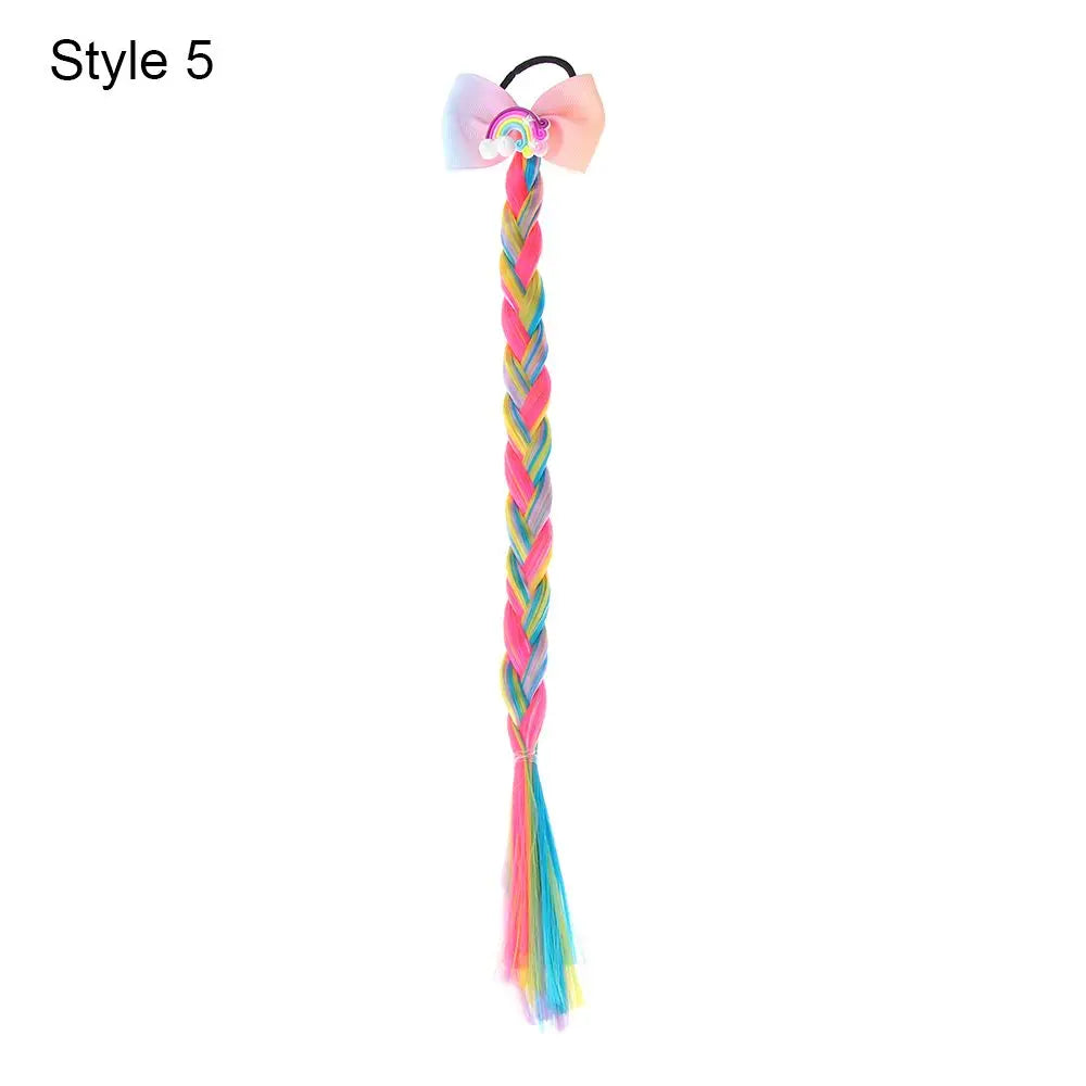 Girls Rainbow Hair Bow & Tie Set – Princess Snowflake Elastic Hair Accessories for Toddlers, No-Damage Braids