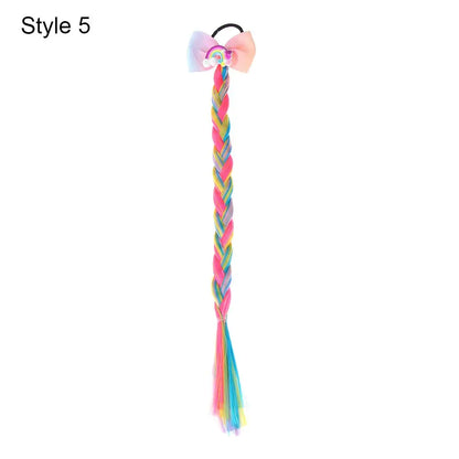 Girls Rainbow Hair Bow & Tie Set – Princess Snowflake Elastic Hair Accessories for Toddlers, No-Damage Braids