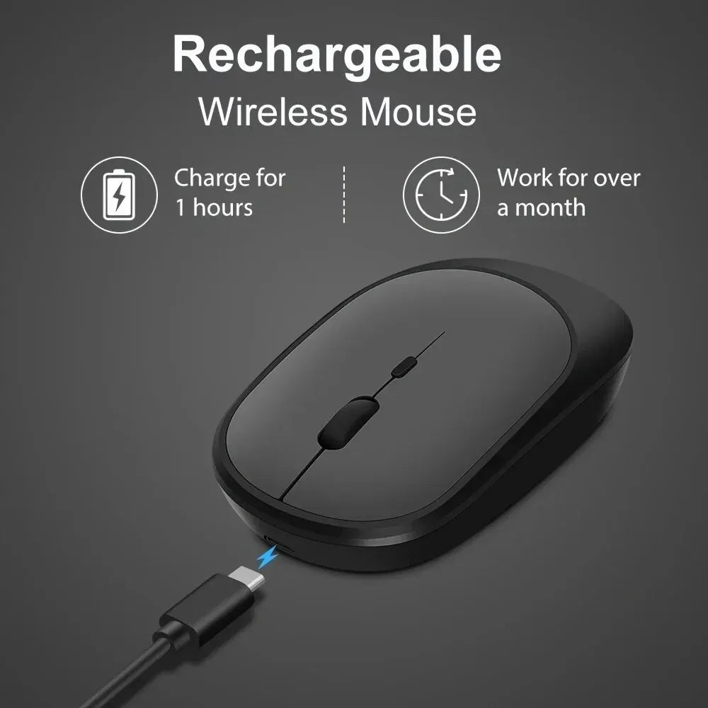 2.4GHz Wireless Gaming Mouse - Dual Modes, Bluetooth, Ultra-Low Power, Mute, Compatible with PC, Mac, and Laptops