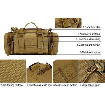 Molle Duffel Waist Bag - Waterproof Fanny Pack, EDC Utility Pouch, Camera Bag with Shoulder Strap and Hand Carry