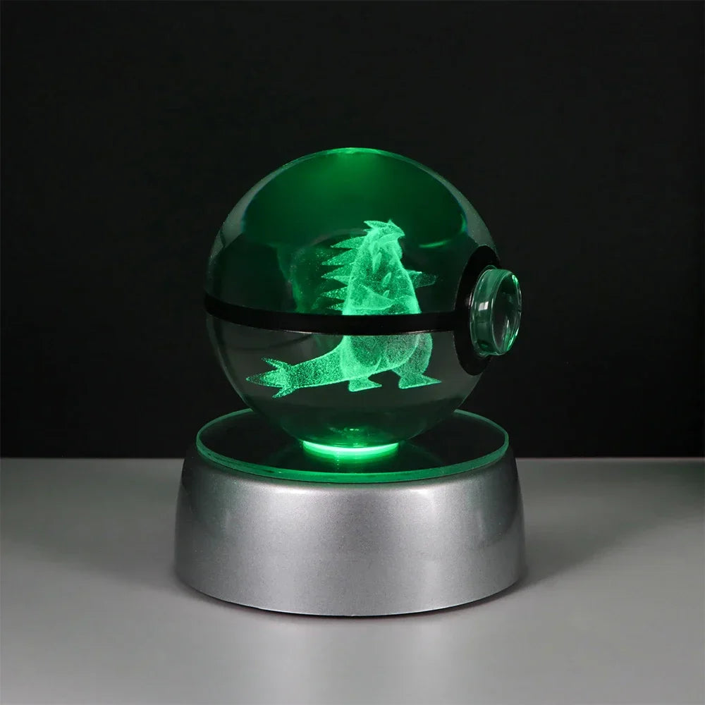 Pokémon 3D Crystal Ball LED Night Light – Pikachu Gengar Eevee Mewtwo Pokéball Base Lamp Kids Birthday & Home Decor Gift