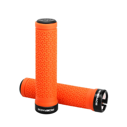 MTB Bicycle Handlebar Grips – Soft Rubber Non-Slip Grips with Single-Sided Lock & End Plugs for Mountain Bikes