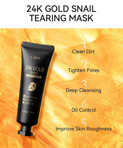LAIKOU 24K Gold Sakura Peel-Off Face Mask – Anti-Wrinkle, Whitening & Blackhead Removal Skincare