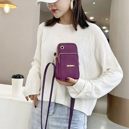 Women's Mobile Phone Crossbody Bag - Fashion Mini 3-Layer Wallet with Neck Strap | Mommy Coin and Running Cover Shoulder Bag