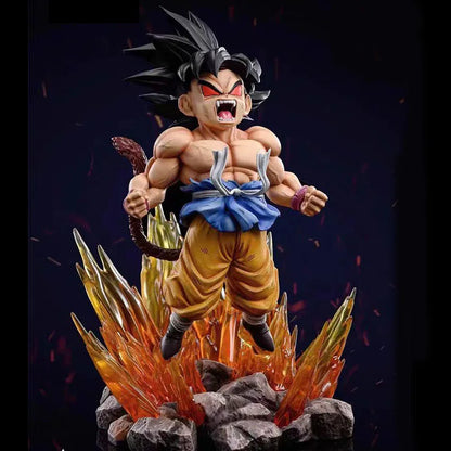BANDAI 19cm Dragon Ball SHK Kai Ape Series No.2 Goku Figure — Glow Black Hair Super Four PVC Anime Model Collectible Ornament