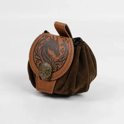 Medieval Faux Leather Waist Bag - Retro Drawstring Belt Pouch for Outdoor Wear, Cosplay and Coin Storage