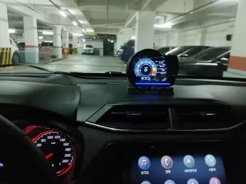 A501 Car Head-Up Display — OBD2 Smart HUD with Turbo Gauge, Digital Odometer, Security Alarm, Water & Oil Temp, RPM Auto Meter