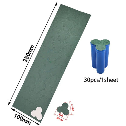 2-6P Hollow & Solid 18650 Li-ion Battery Insulating Gaskets – Positive Pole Protective Stickers with Highland Barley Paper Design