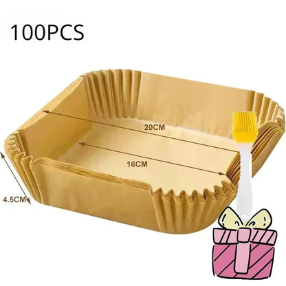 Disposable Air Fryer Liners Non-Stick Parchment Baking Paper for Air Frying, Roasting & Microwave Use