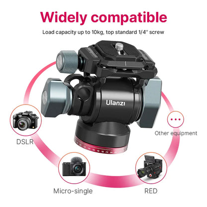 Ulanzi U-190 Panoramic Tripod Head – Hydraulic Fluid Video Damping Head for DSLR, Monopod & Mobile Camera Stand
