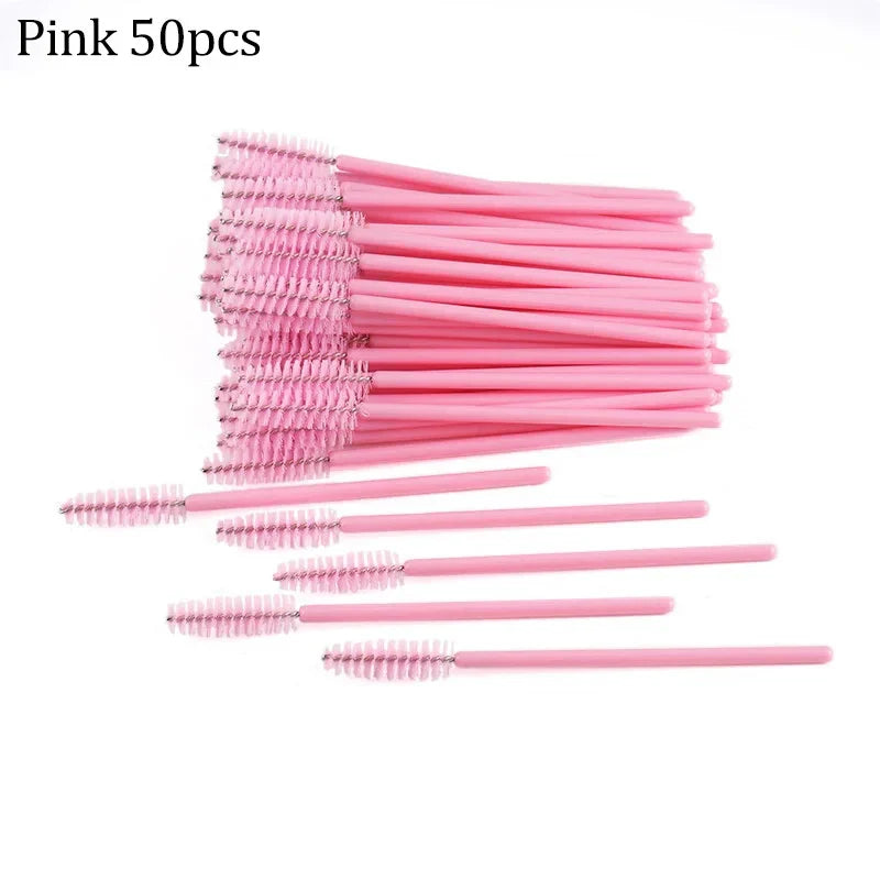 50PCS Reusable Eyelash Brushes – Mascara Wands Spoolers for False Lashes & Eyelash Extensions