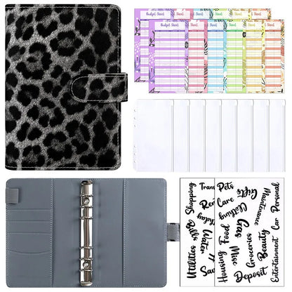 PU Leather Budget Binder with Cash Envelopes – A6 Planner Organizer, Zip Pockets for Saving Money, Small French Budget Pouch