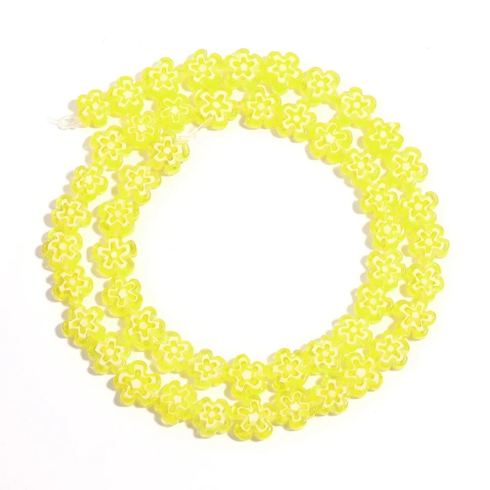 Colorful Lampwork Flower Beads - Thousand Flower Flat Plum Blossom Loose Beads for DIY Bracelet & Jewelry Crafts