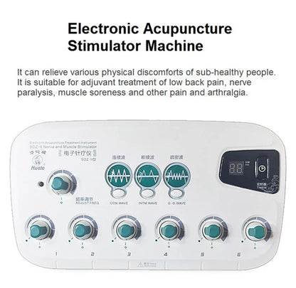 6-Channel Hwato SDZ II Low-Frequency Electro-Acupuncture Stimulator — Electric Needle Therapy for Nerve & Muscle