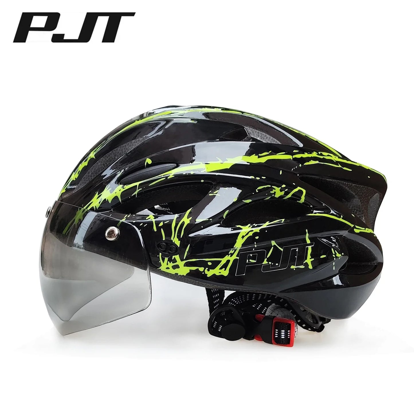 PJT 4-in-1 Lightweight Cycling Helmet - 18 Breathable Holes, Detachable Sun Visor & Goggles for Adults, Road & MTB Bike Helmet