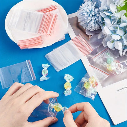 500/100pcs Self-Seal Transparent Plastic Bags – Storage Pouches for Jewelry, Food, Pills, Wholesale