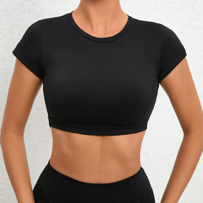 Breathable Sports Shirts for Women - Hearuisavy Fitness Crop Tops, Backless Yoga Wear for Gym Workouts