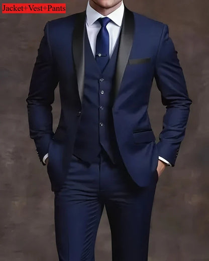 Men's Slim Fit Tuxedo Suit Set - Elegant Black Formal Suit for Weddings, Business & Special Occasions