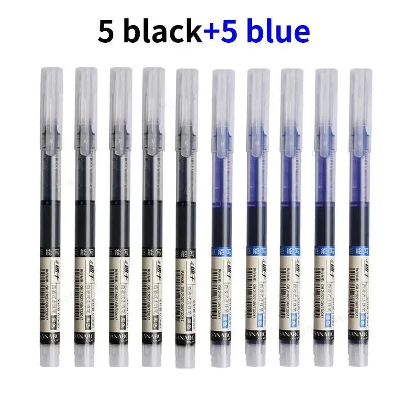 10pcs Needle Tip Gel Pens - High Quality Liquid Ink Ballpoint Pens for School Office Writing & Kawaii Stationery
