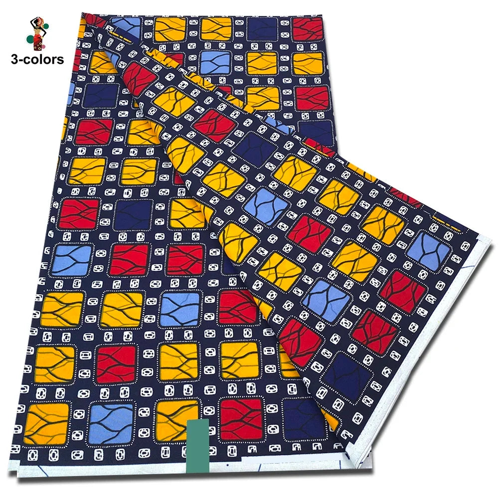 African Real Wax Print Fabric - 100% Cotton Soft Ankara Pagne Material for Dresses