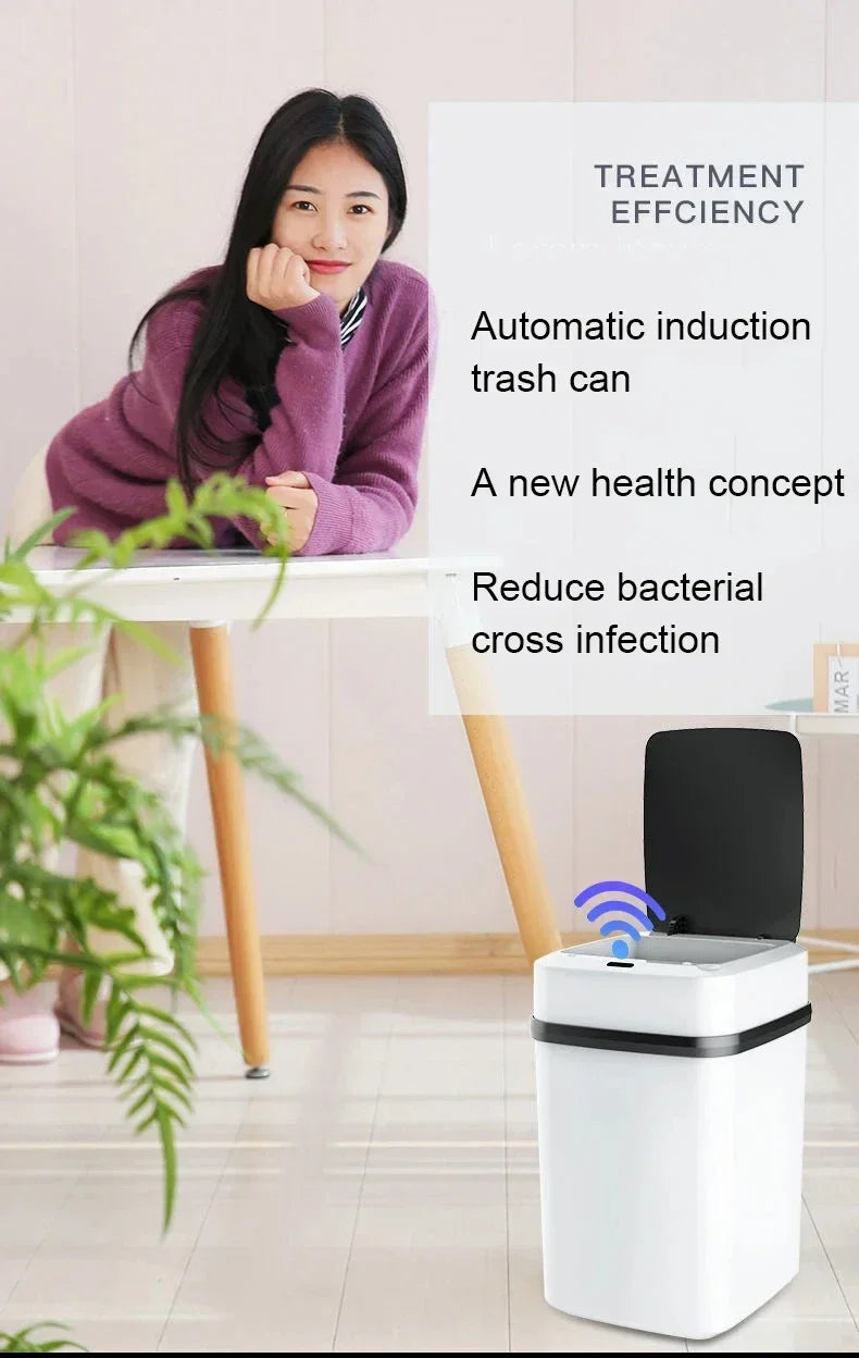 Smart Automatic Trash Can — Household Toilet & Bathroom Waste Basket with Lid, Motion Sensor 2025