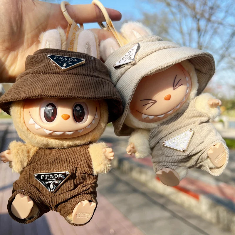 New Corduroy Doll Clothing Set for 17cm Labubu – Hat, Clothes & Shoes | DIY Accessories & Party Toy Gifts