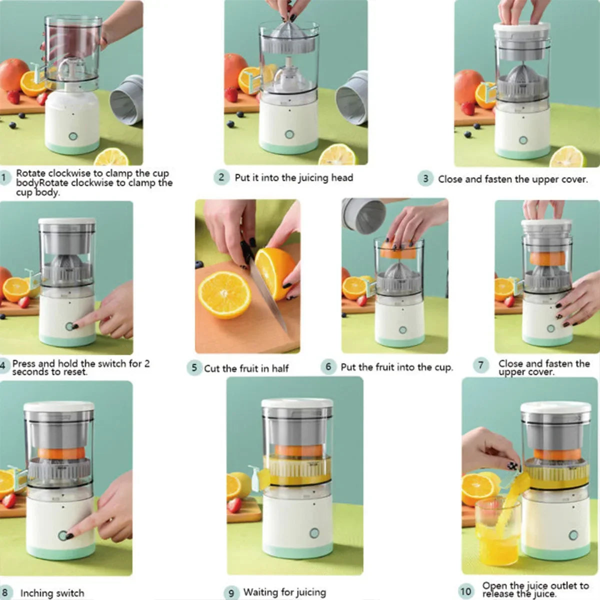 Portable USB Rechargeable Home Juicer – Electric Fruit Juice Extractor with High Juice Output for Oranges