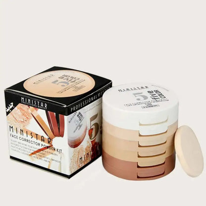 5-Color Concealer Contouring Powder – Oil Control, Brightening Loose Setting Powder for Skin Tone