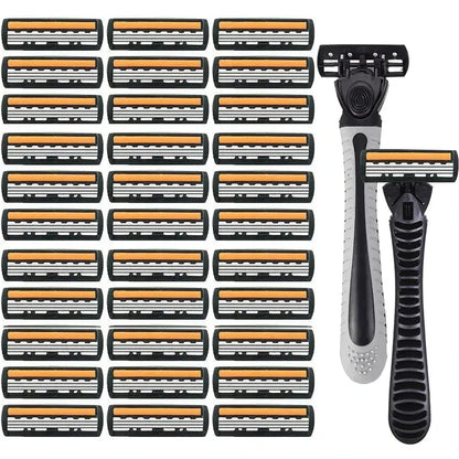 Premium 3-Layer Stainless Steel Safety Razor – Replaceable Blades for Smooth Shaving Men & Women