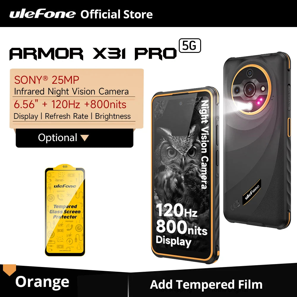 【World Premiere】Ulefone Armor X31 Pro 5G Rugged Smartphone – Android 14, 6.56” Display, 16GB+256GB, 64MP Night Camera, 6050mAh, NFC