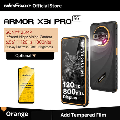 【World Premiere】Ulefone Armor X31 Pro 5G Rugged Smartphone – Android 14, 6.56” Display, 16GB+256GB, 64MP Night Camera, 6050mAh, NFC