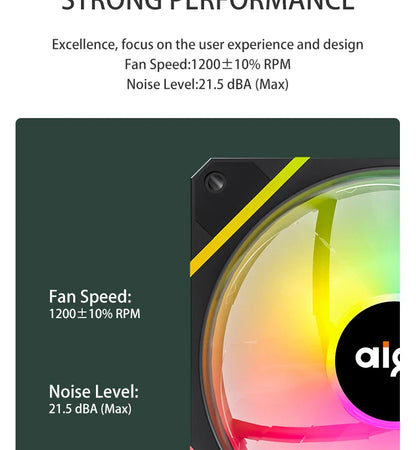 Aigo AM12 RGB PC Fan Kit — 120mm ARGB Water Cooler & Case Cooling Fans with 6-Pin Controller